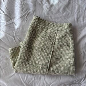 LOFT Light Green Tweed Pencil Skirt